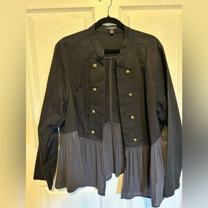 Torrid size 3 military jacket with sheer ruffle hem black